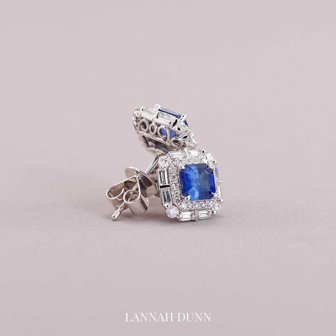Sapphire & Diamond cluster stud earrings