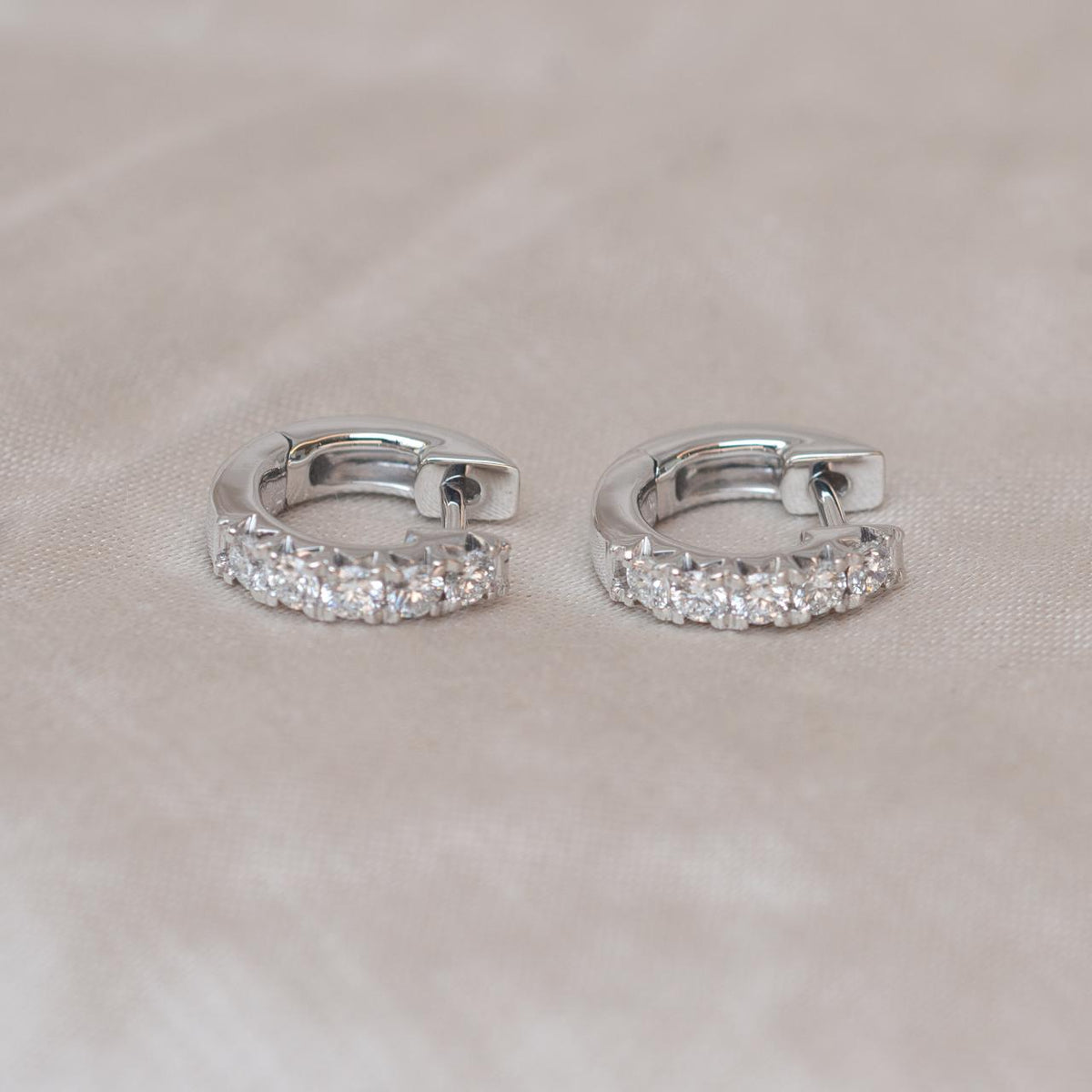 Natural Diamond 18ct White Gold Huggie Cuff Earrings