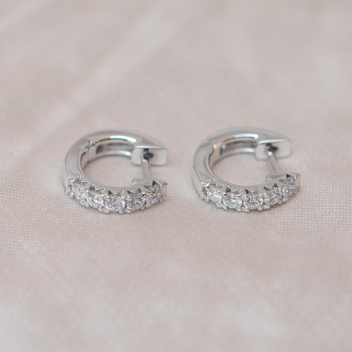 Natural Diamond 18ct White Gold Huggie Cuff Earrings