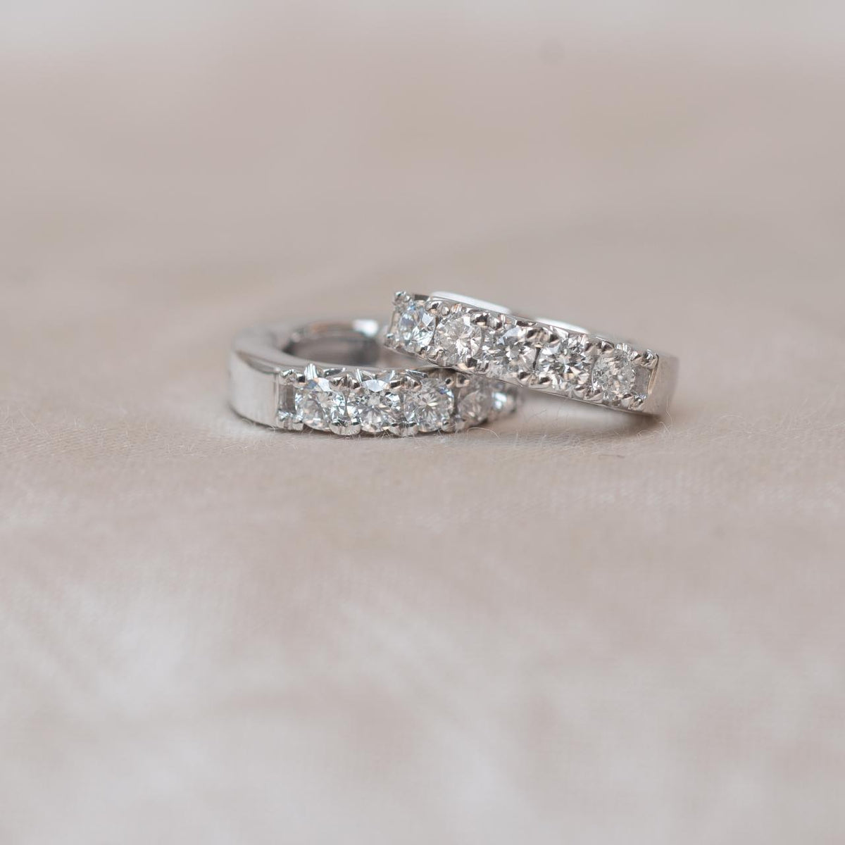 Natural Diamond 18ct White Gold Huggie Cuff Earrings