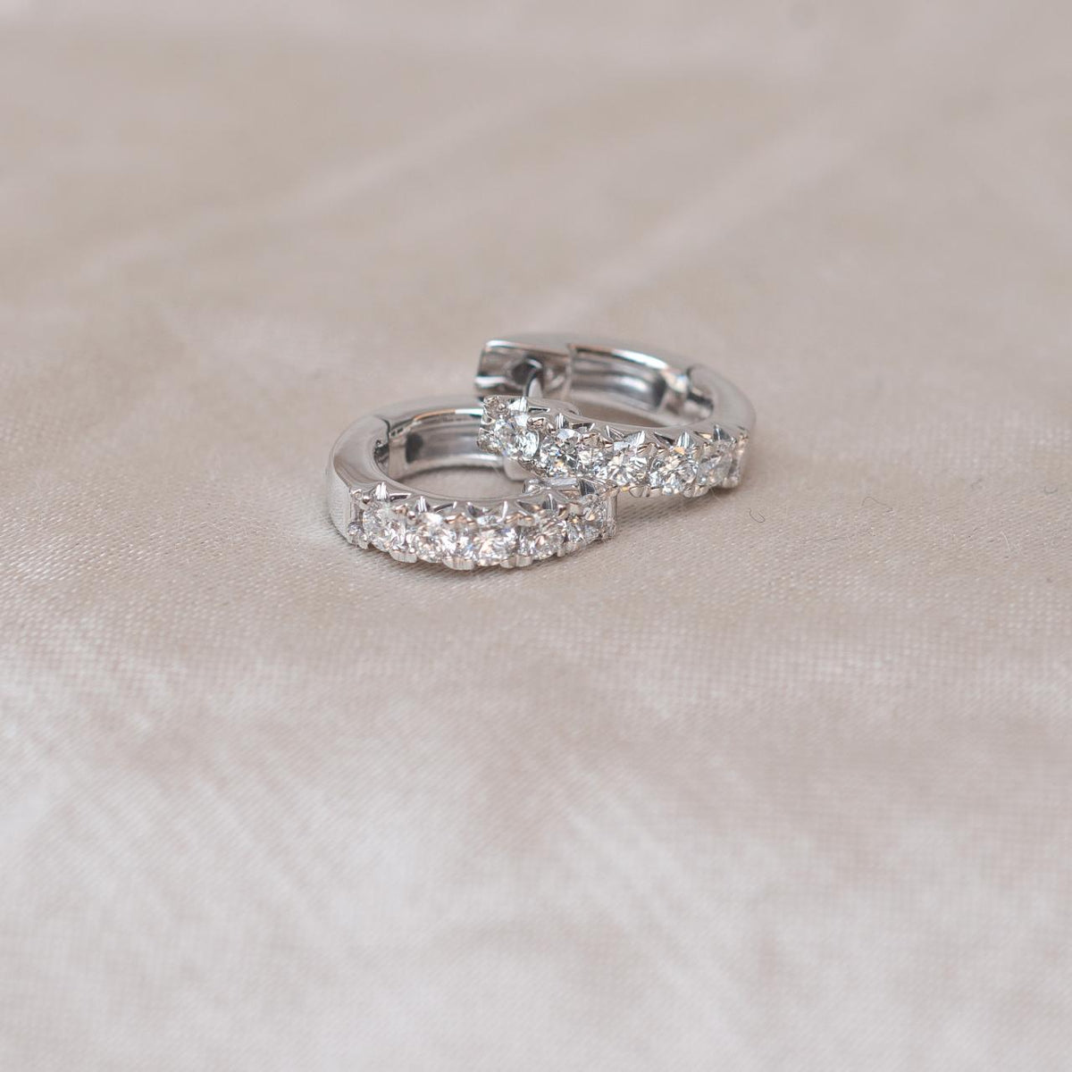 Natural Diamond 18ct White Gold Huggie Cuff Earrings