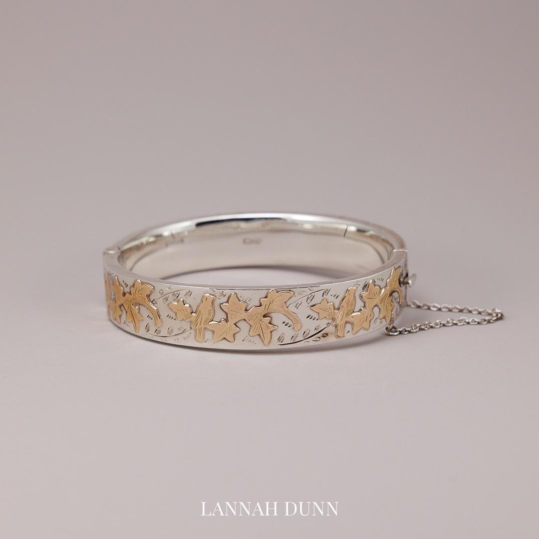 Vintage English Gold Silver Bangle Cuff