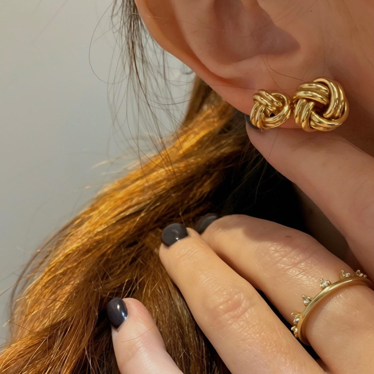 Yellow Lovers Knot Stud Earrings