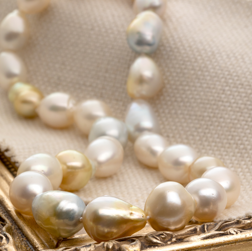 Baroque south cheap sea pearl necklace