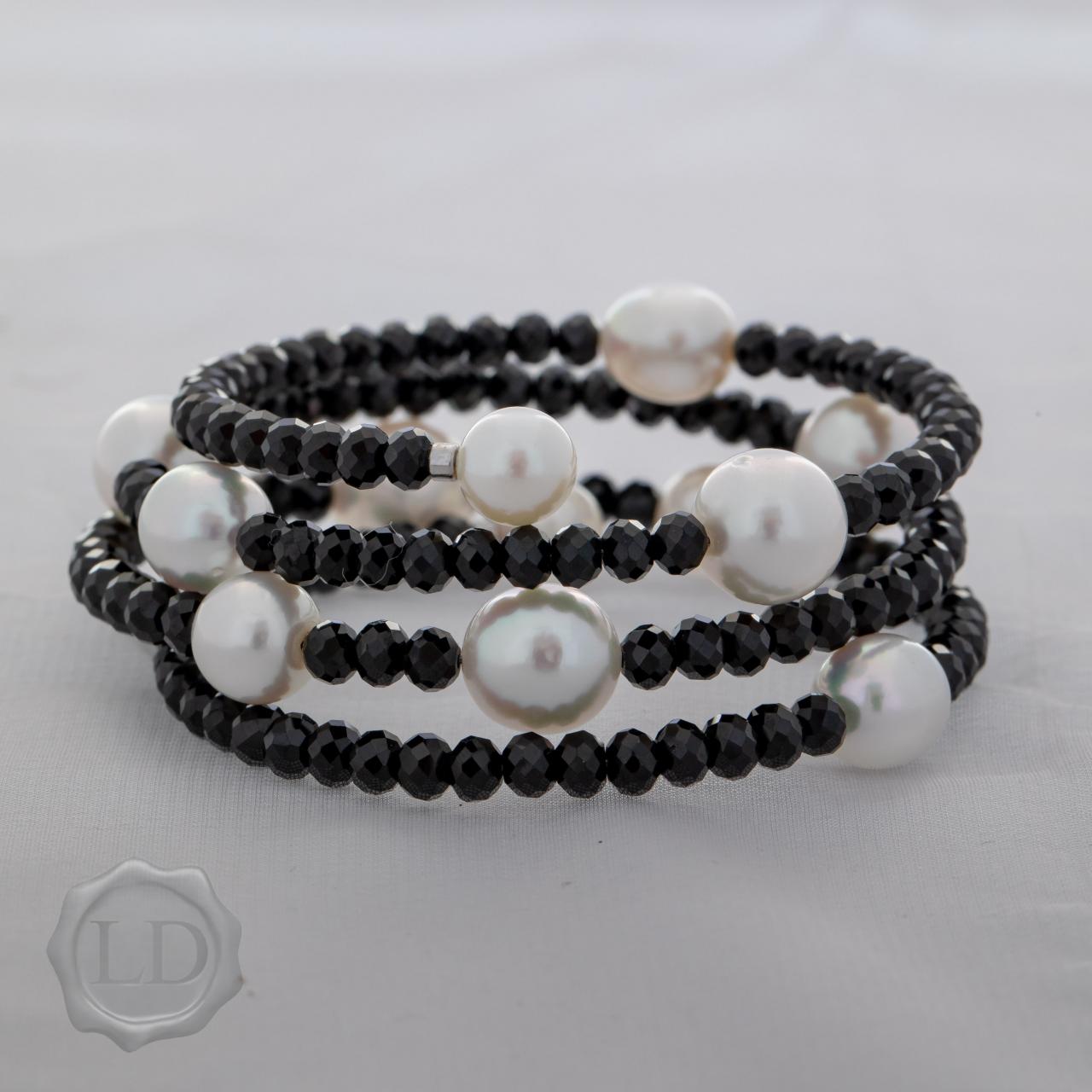 South Sea Pearl and spinel wrap bracelet