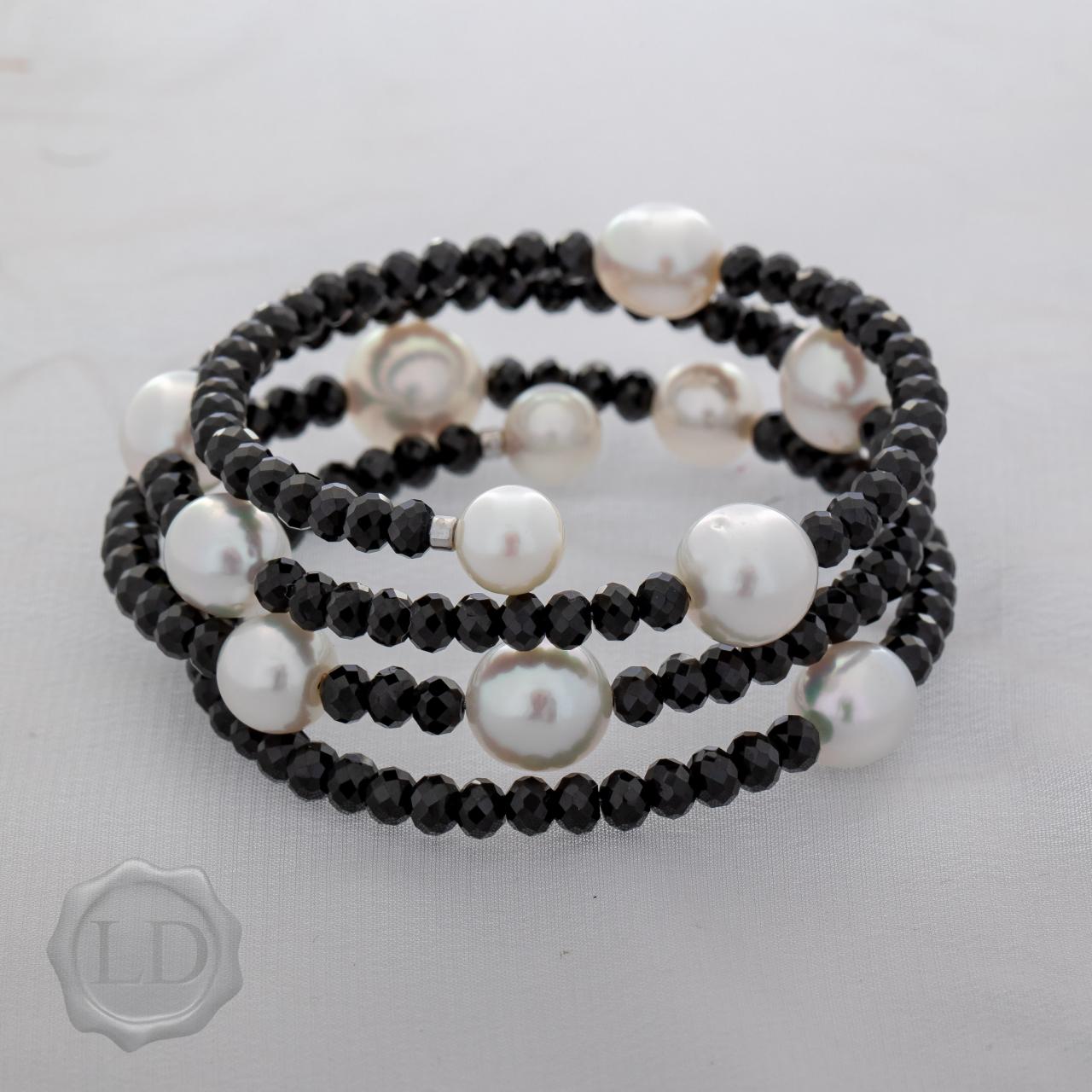 South Sea Pearl and spinel wrap bracelet