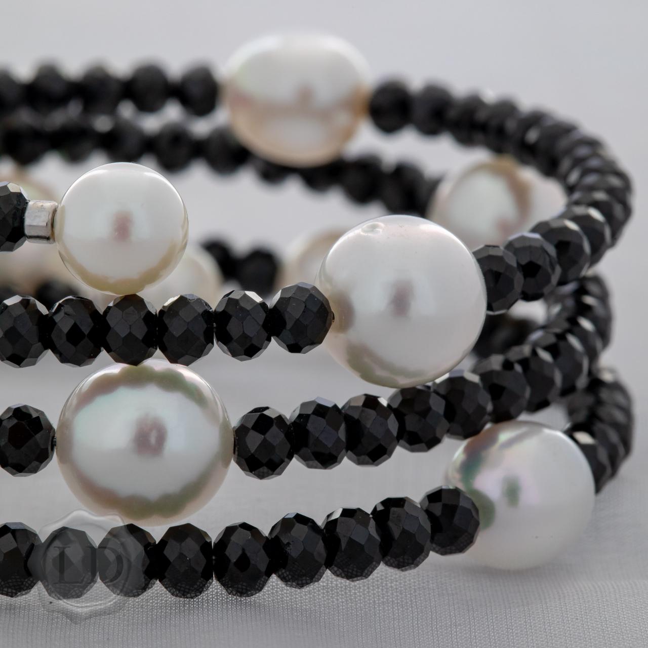 South Sea Pearl and spinel wrap bracelet