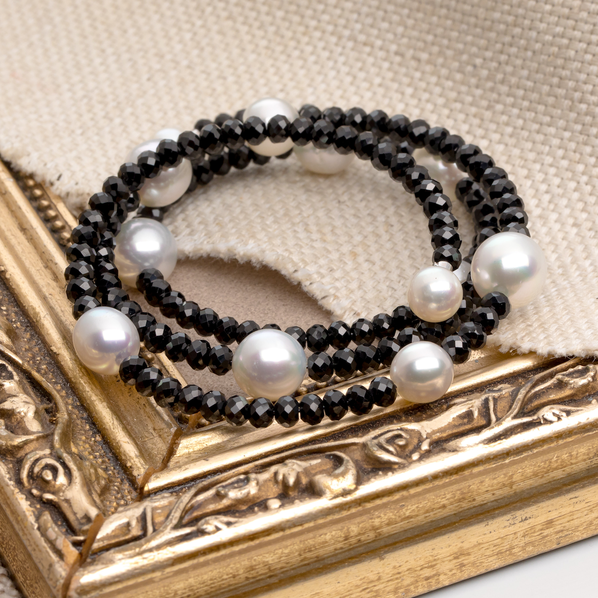 South Sea Pearl and spinel wrap bracelet