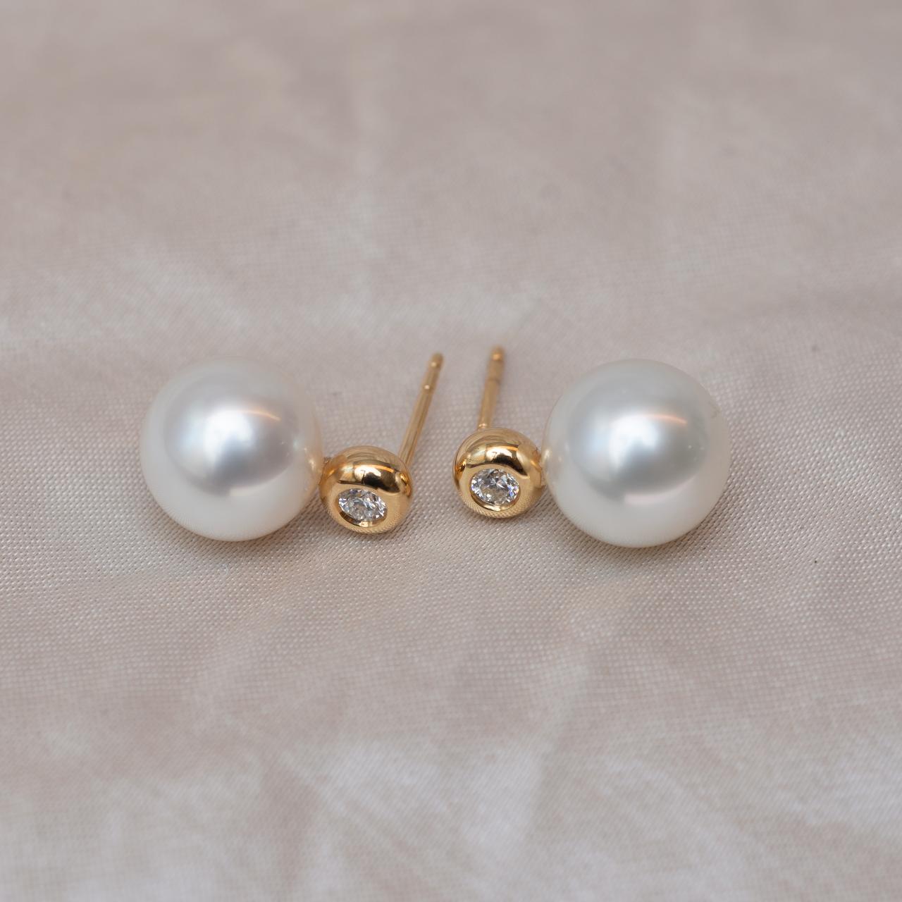 Australian South Sea Pearl & Diamond LD Royal Studs