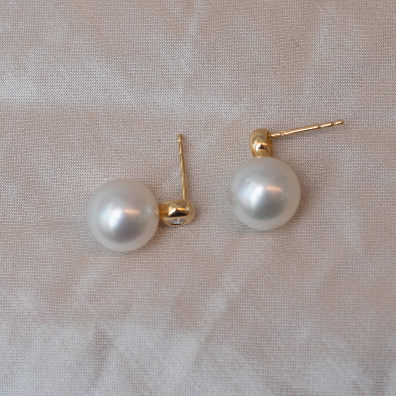 Australian South Sea Pearl & Diamond LD Royal Studs