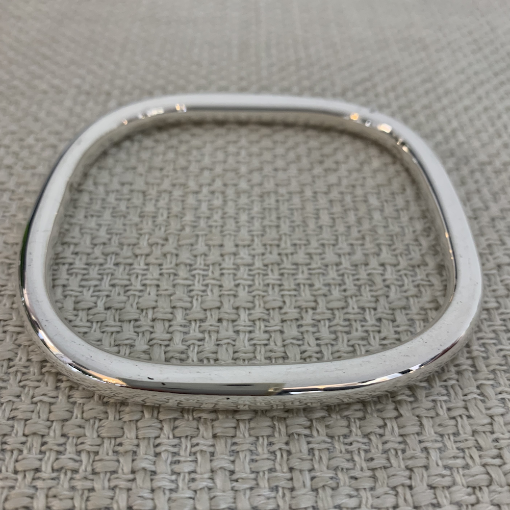 Sterling silver puff style square bangle
