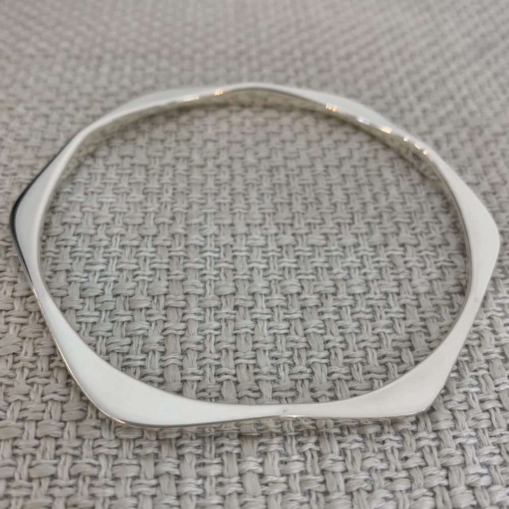 Hexagonal 'edgy' sterling silver bangle
