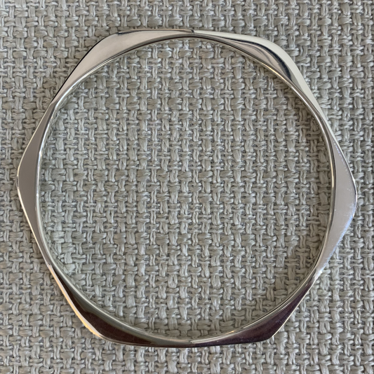Hexagonal 'edgy' sterling silver bangle