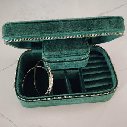 Emerald Green LD Lush Velvet Jewellery Case