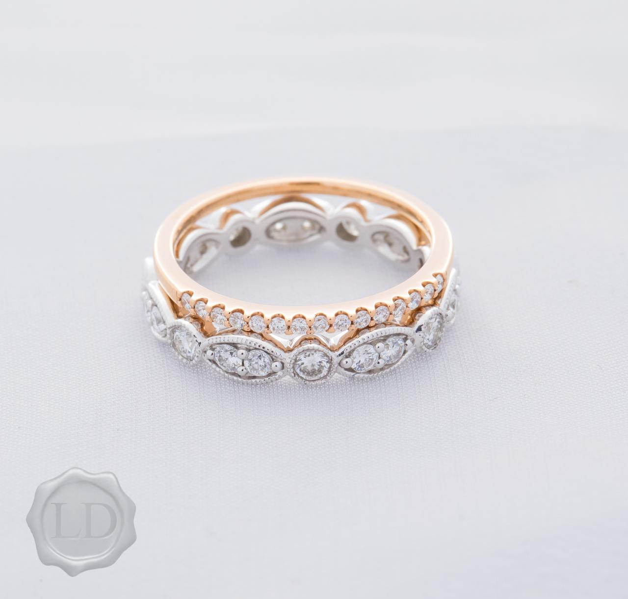 Dainty white Diamond and rose gold Band
