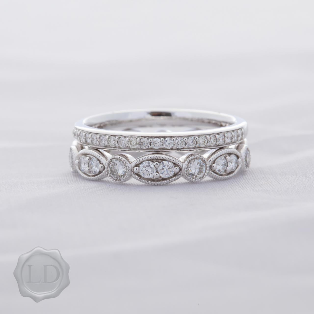 LD Classic diamond wedding ring in grain set white gold