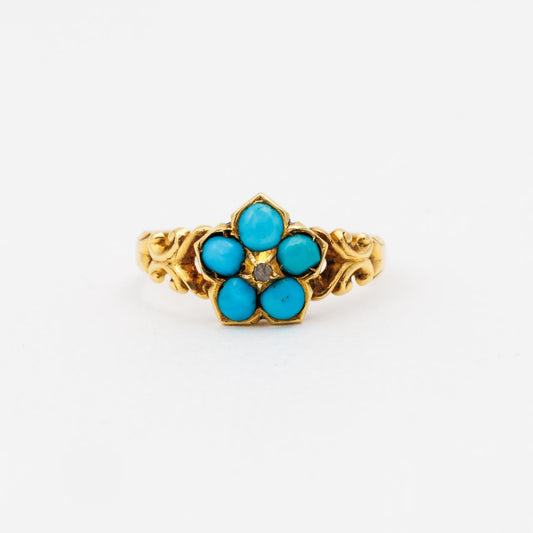 Antique 18ct Gold Turquoise Diamond Ring Antique 18ct Gold Turquoise Diamond Ring