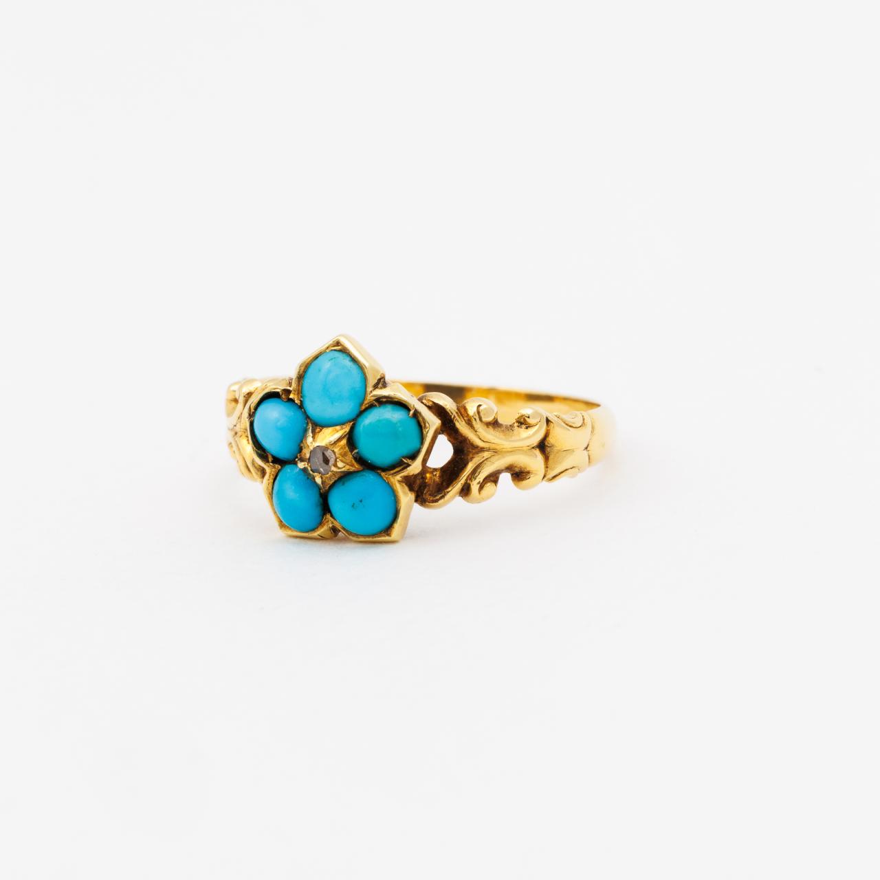 Antique 18ct Gold Turquoise Diamond Ring