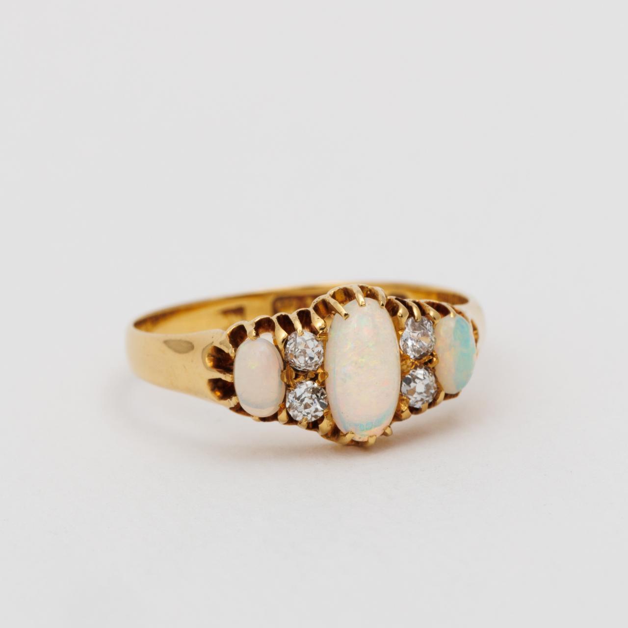 Antique opal & diamond ring