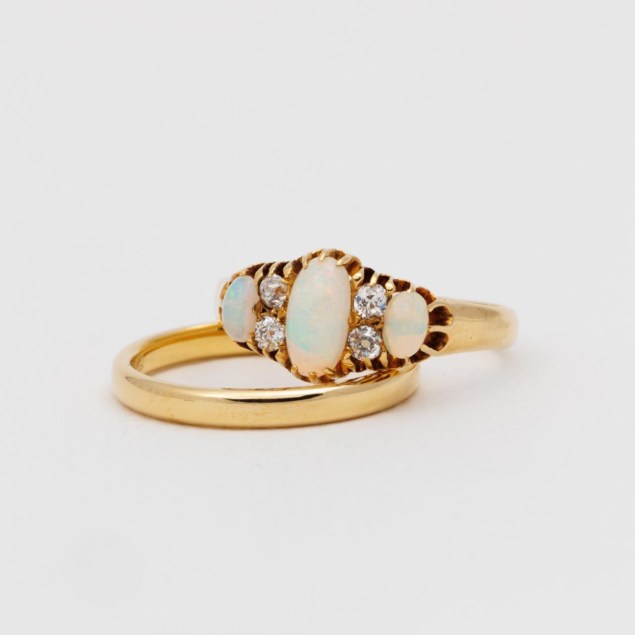 Antique opal & diamond ring