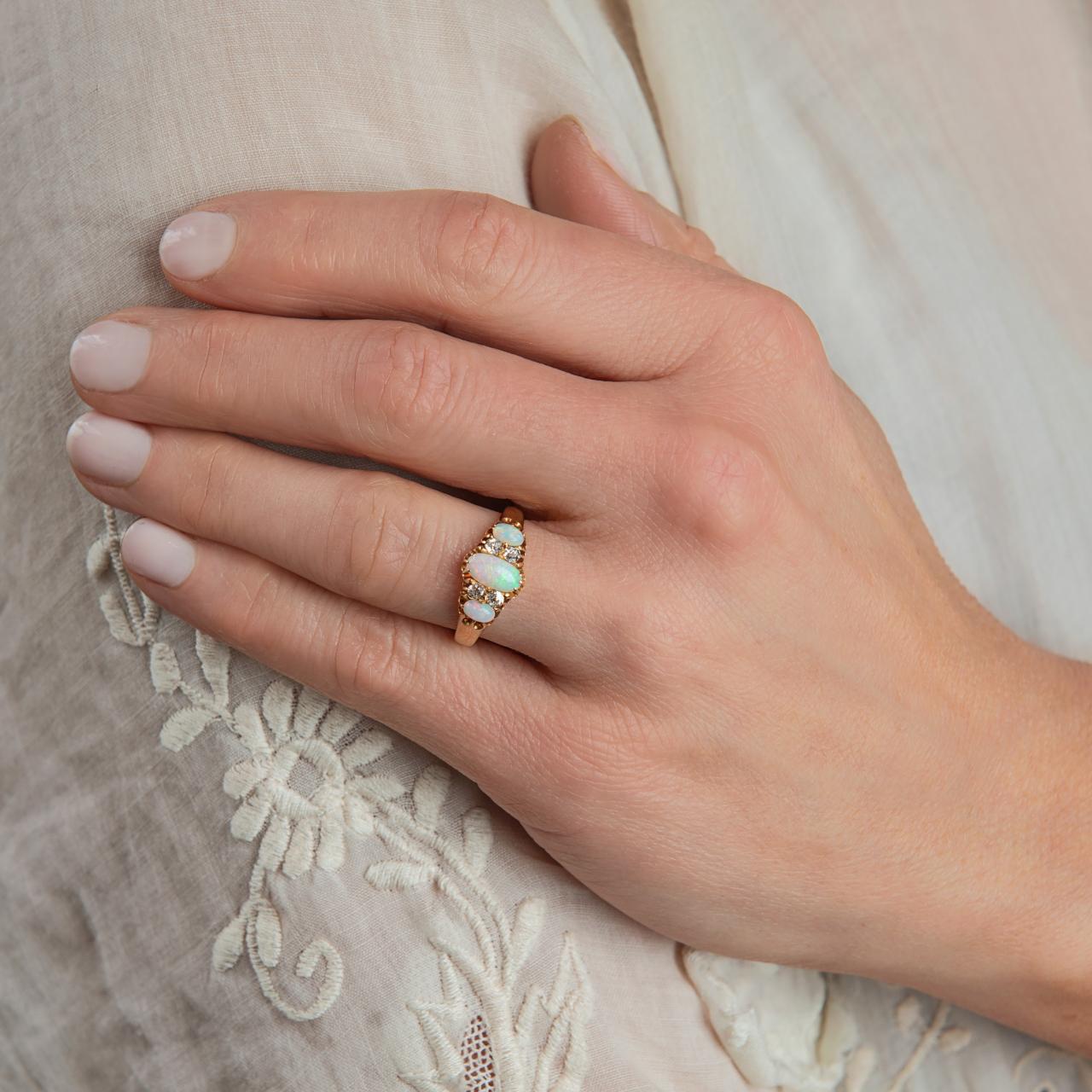 Antique opal & diamond ring