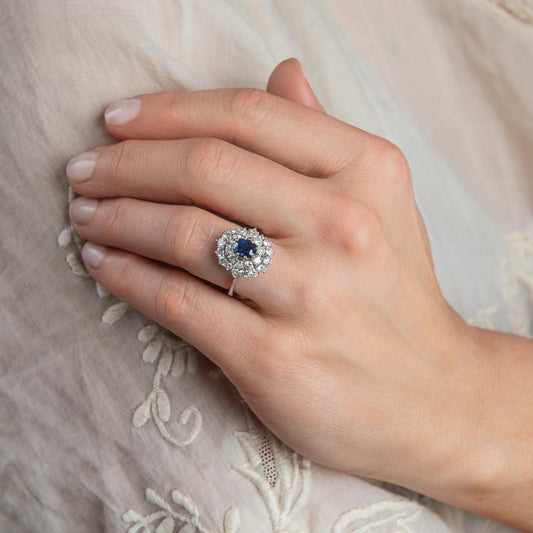 Vintage Diamond Sapphire Cluster Ring Vintage Diamond Sapphire Cluster Ring