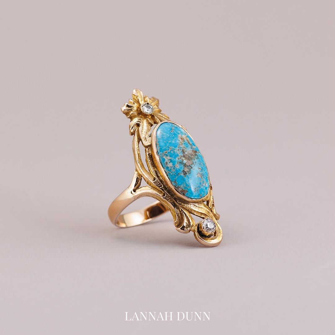 Turquoise & diamond scroll