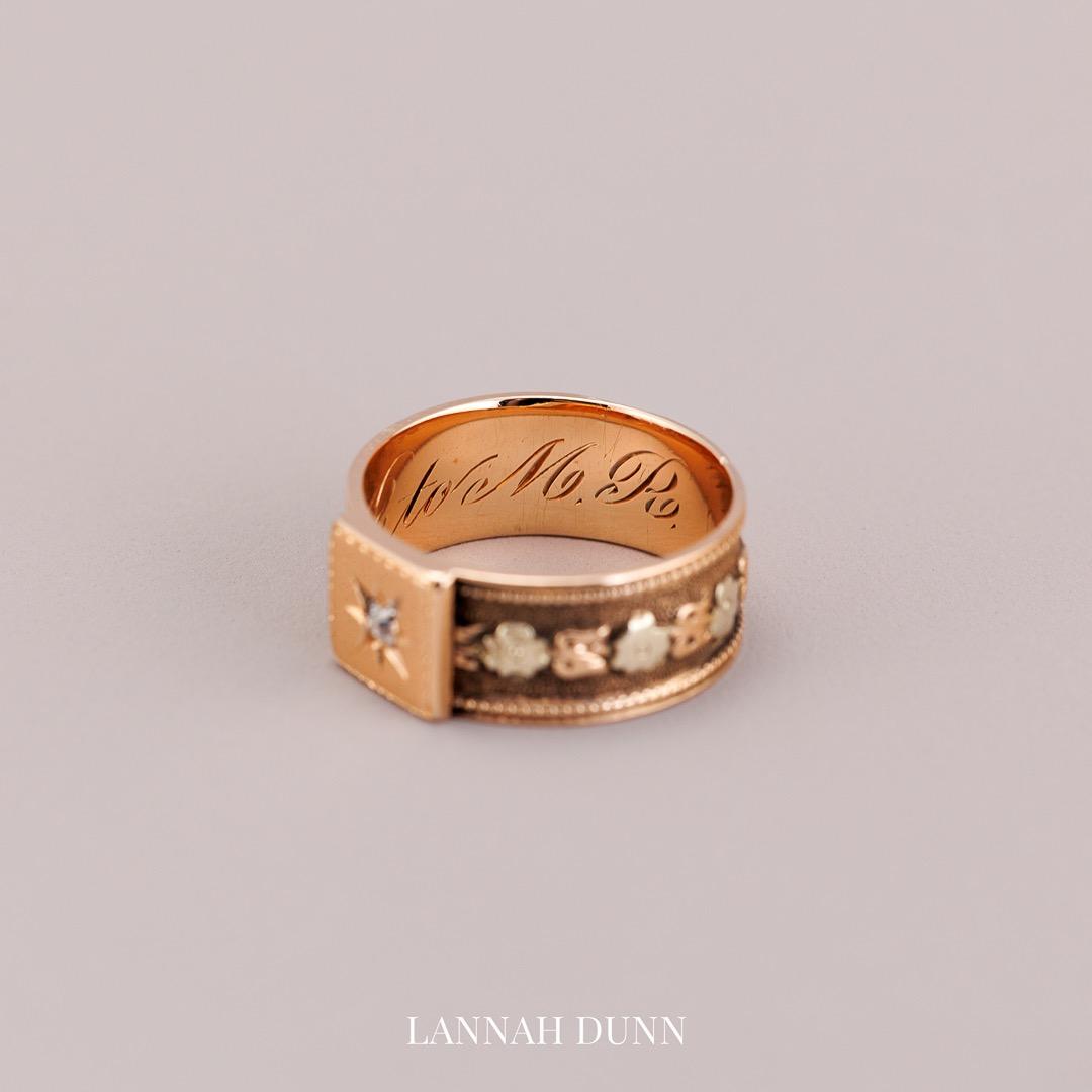 High-carat multi gold memorial ring