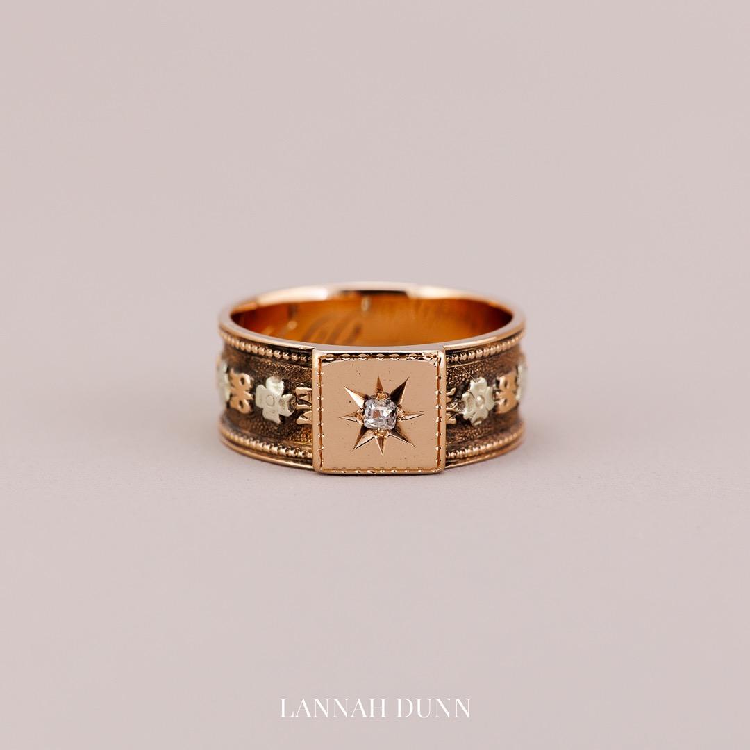 High-carat multi gold memorial ring