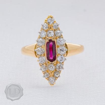 Victorian Antique Natural Ruby Diamond Ring