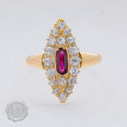 Victorian Antique Natural Ruby Diamond Ring Victorian Antique Natural Ruby Diamond Ring