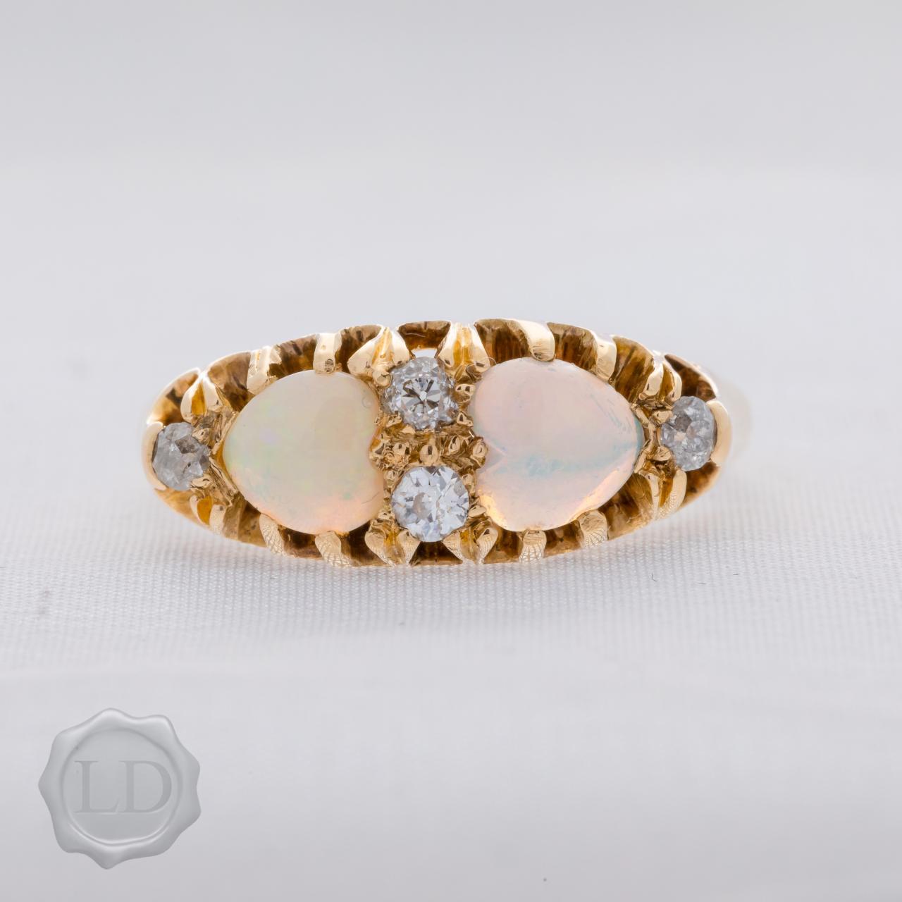 Vintage opal store and diamond ring