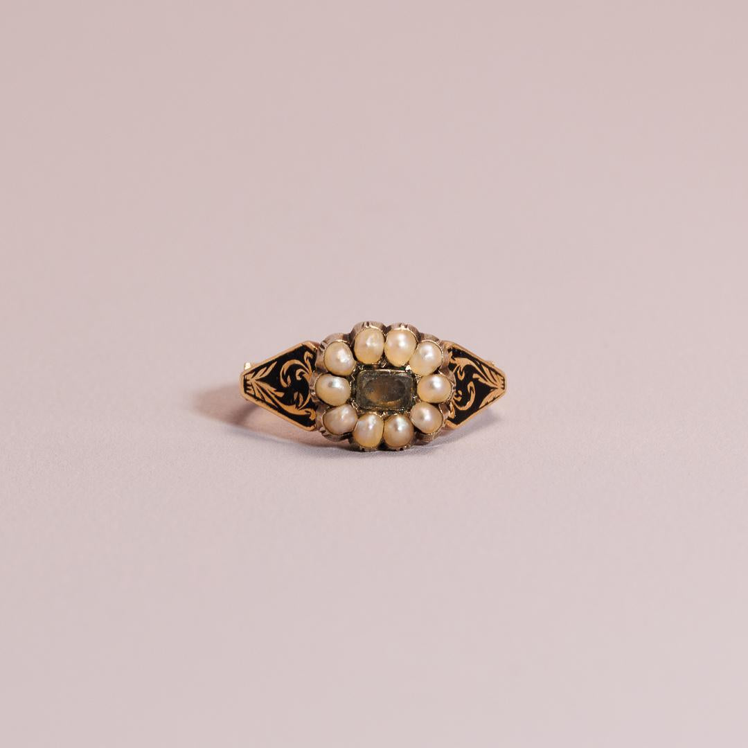 Pearl & Enamel Georgian Memento Ring