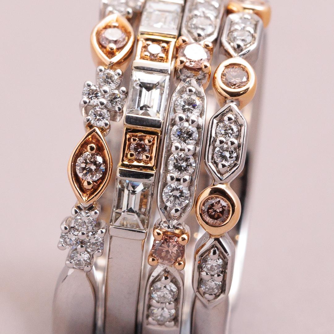 Pink & white diamond band