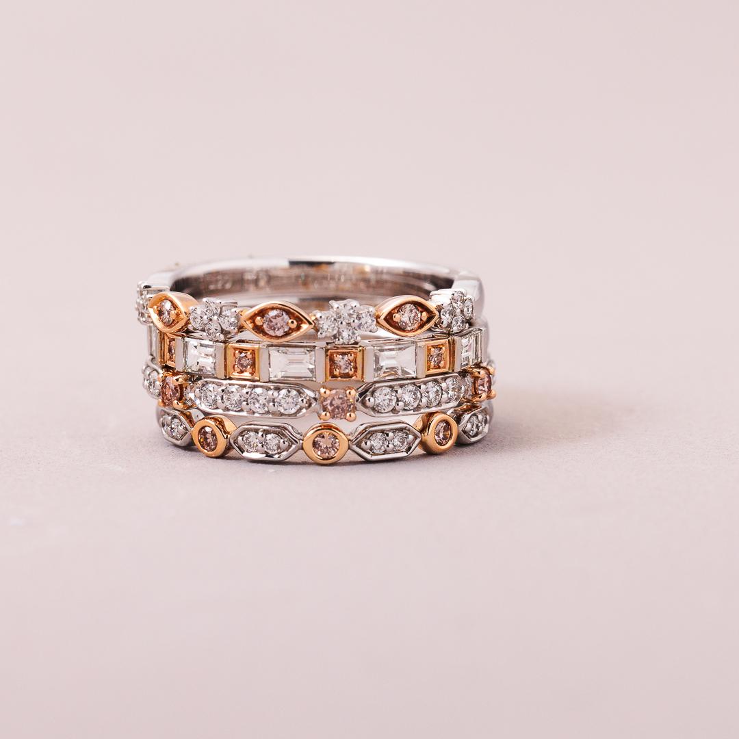 Pink & white diamond band