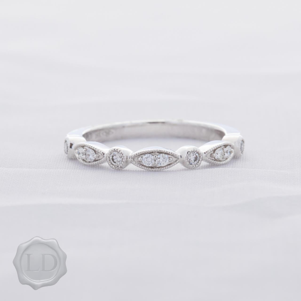 Fine continuum half band diamond wedding ring, White gold