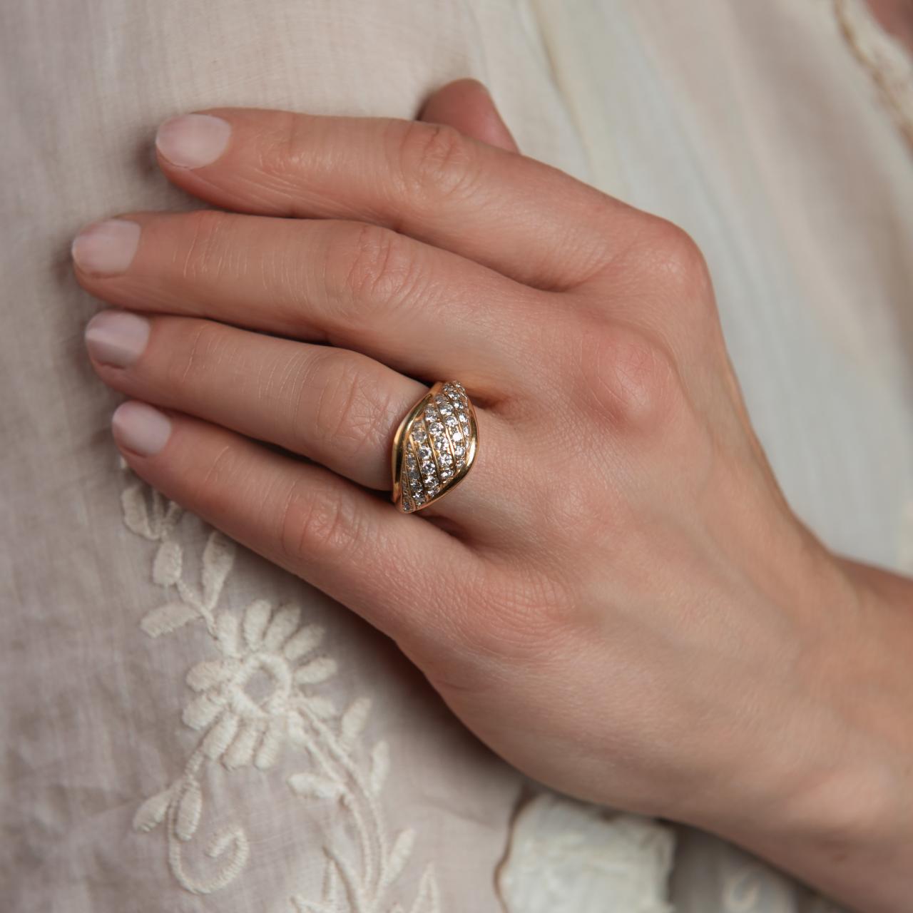 18ct gold diamond dome ring