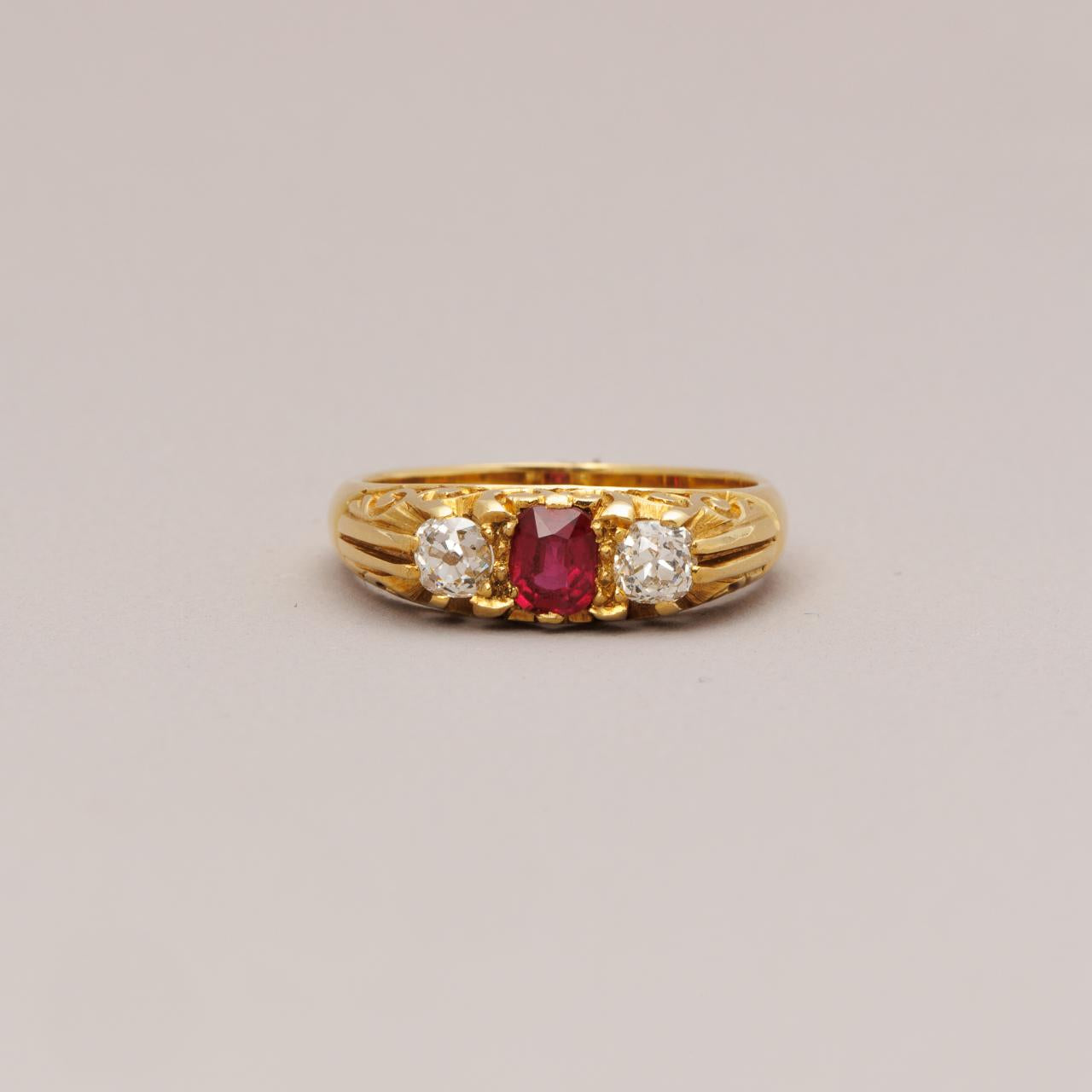 Hallmarked Vintage Ruby & Diamond