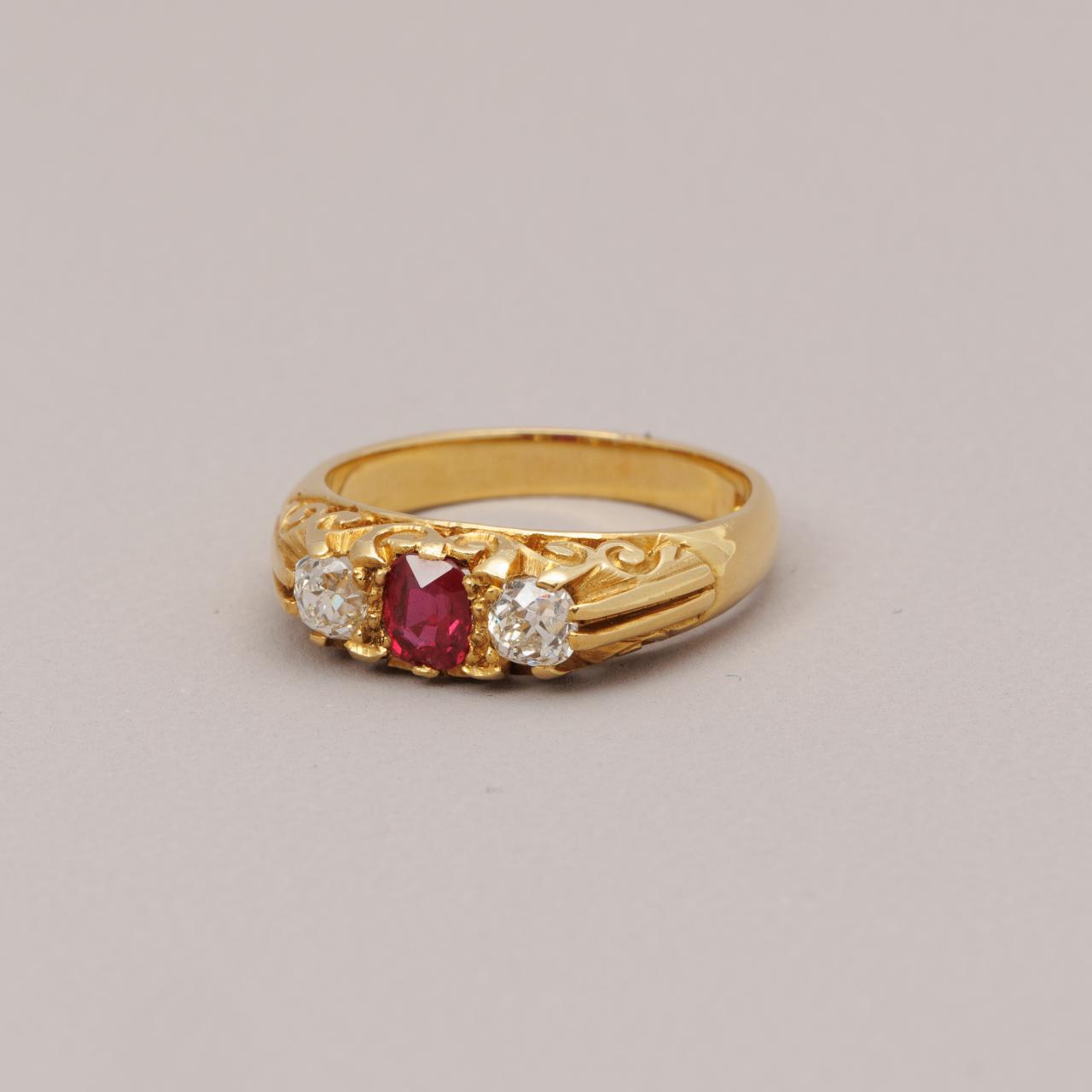 Hallmarked Vintage Ruby & Diamond