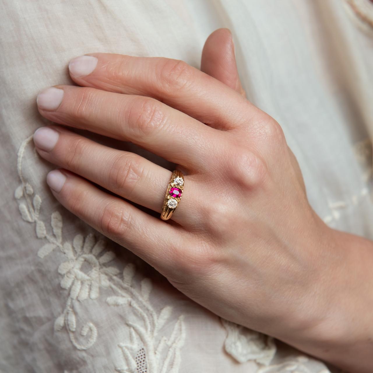 Hallmarked Vintage Ruby & Diamond