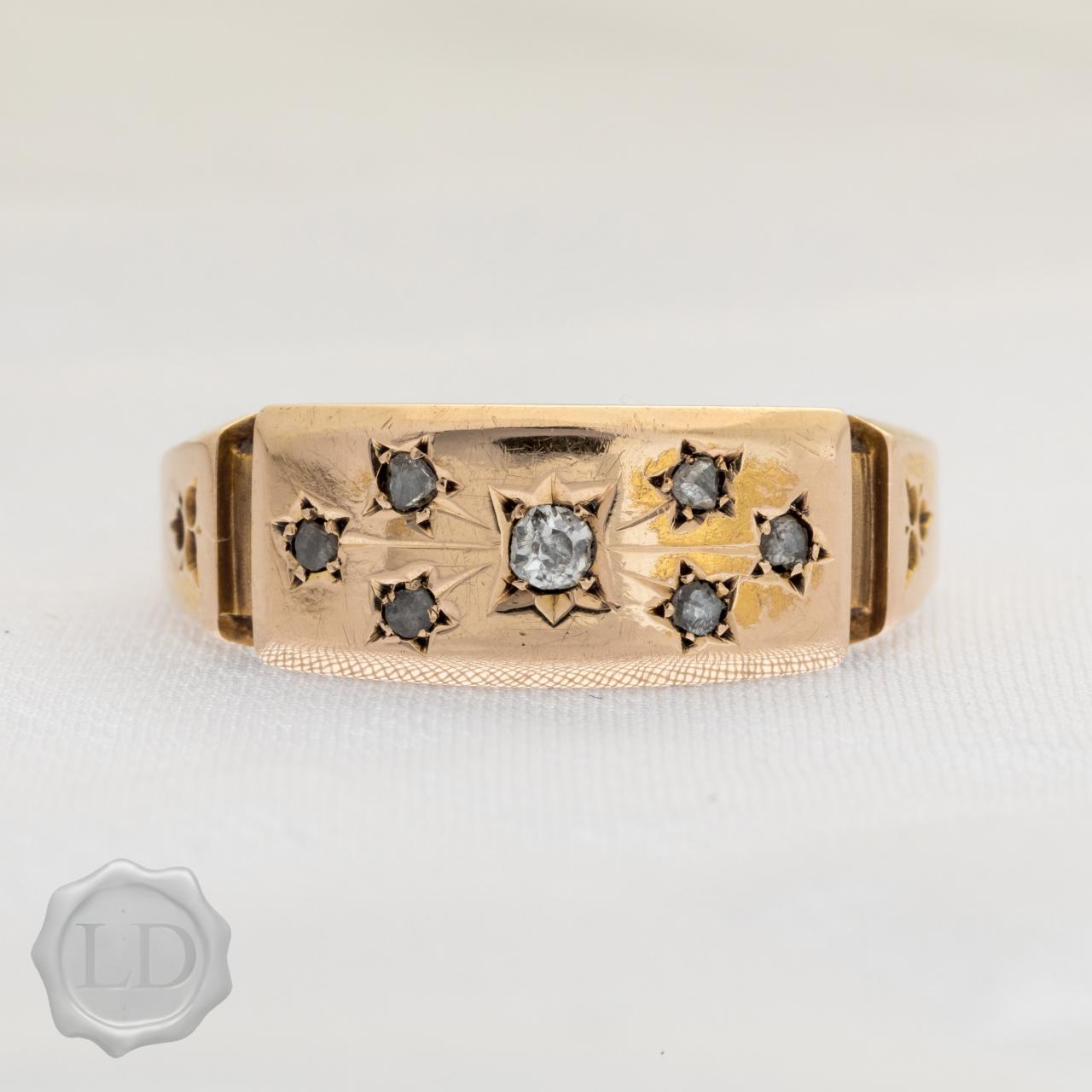 High-carat diamond set Hallmarked ring.  1886