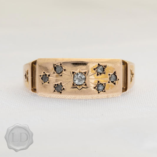High-carat diamond set Hallmarked ring.  1886 High-carat diamond set Hallmarked ring.  1886