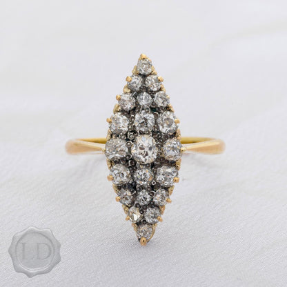 Antique English diamond Marquise ring
