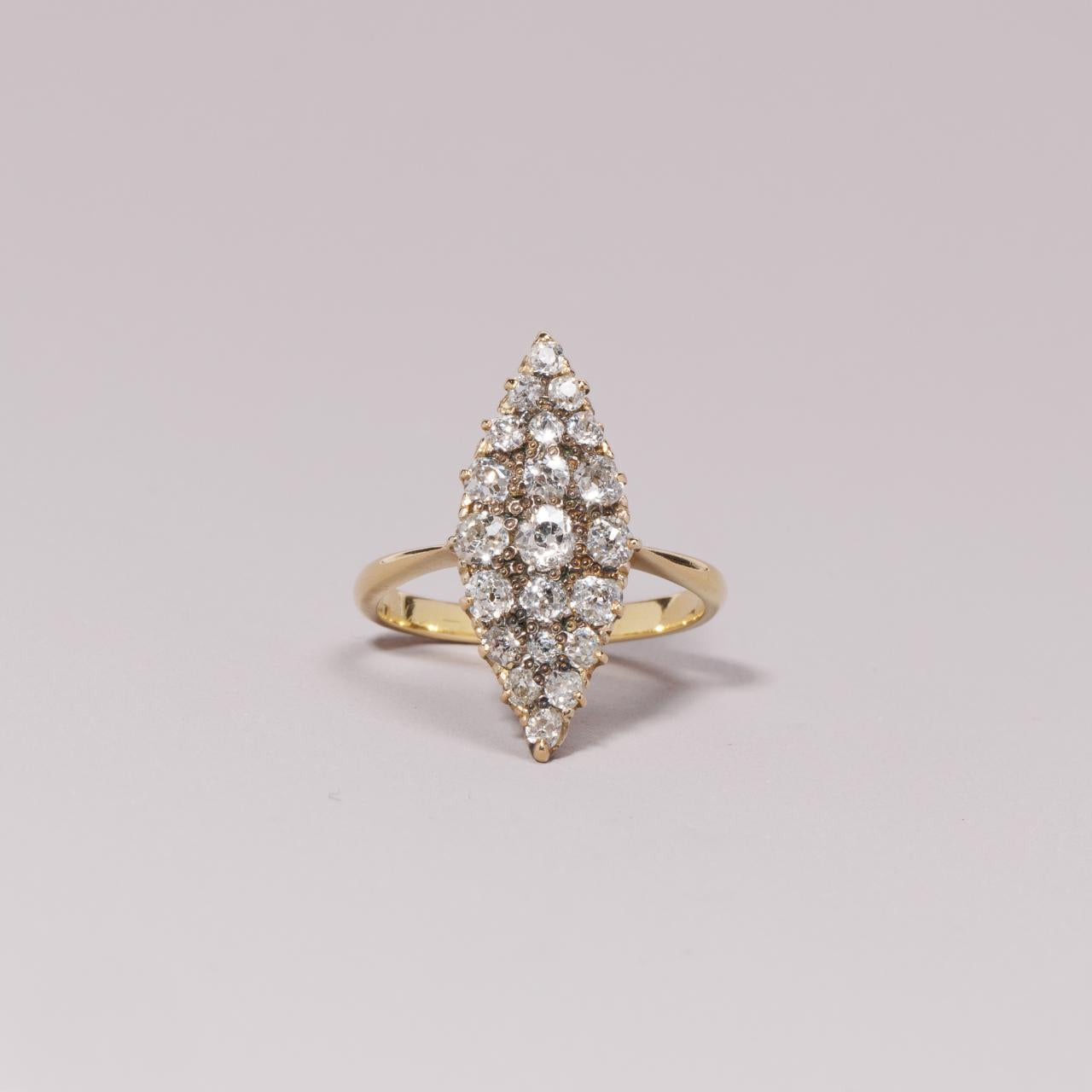 Antique English diamond Marquise ring