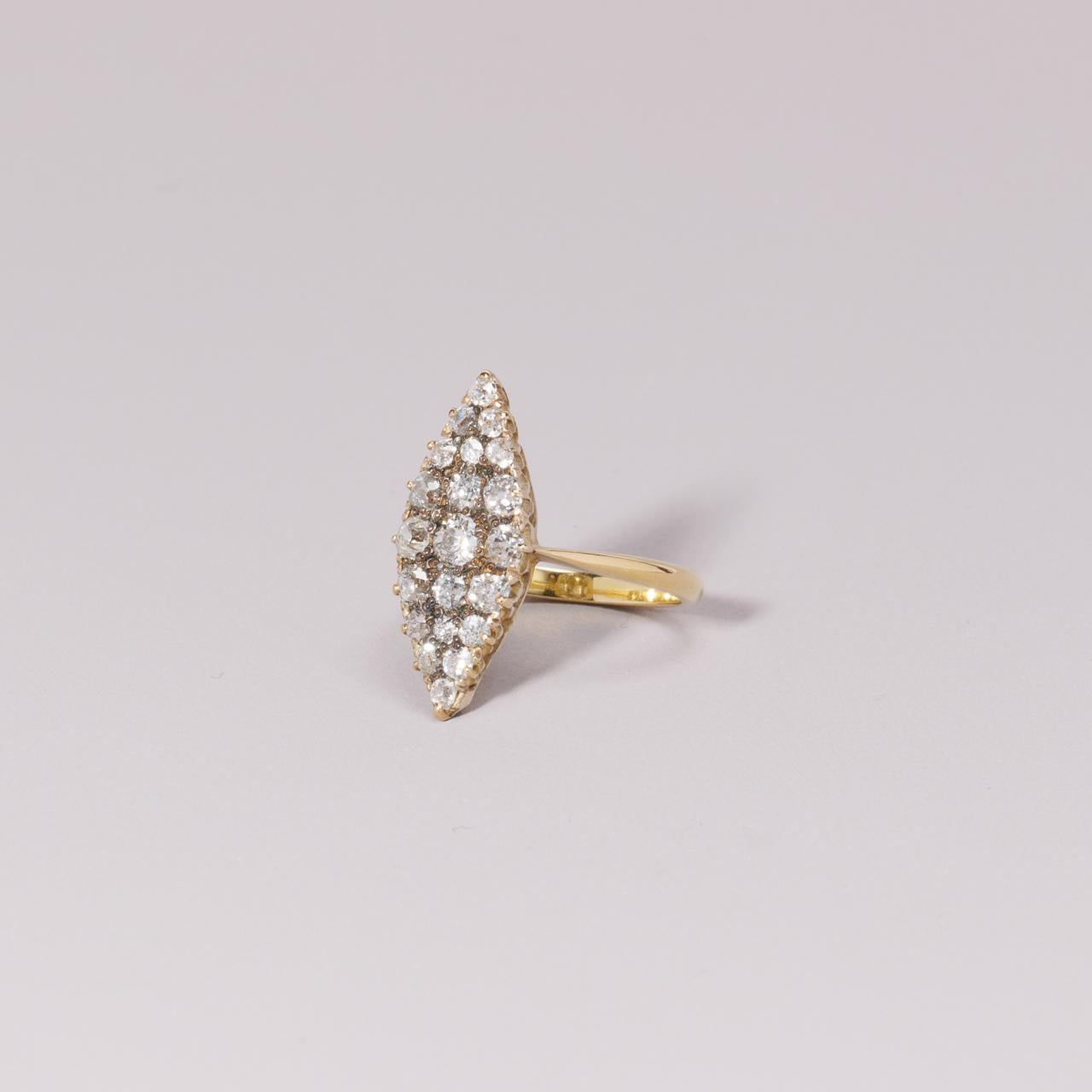 Antique English diamond Marquise ring