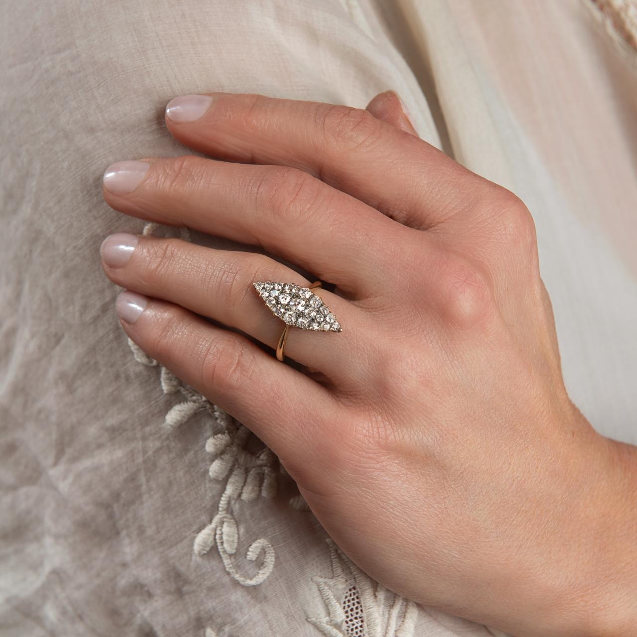 Antique English diamond Marquise ring