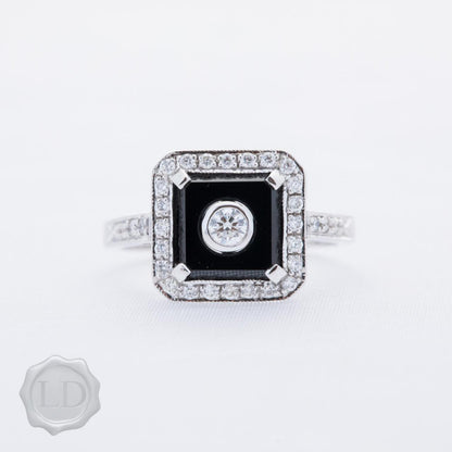 Midi onyx & Diamond Ring