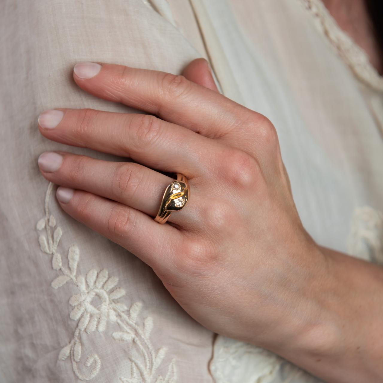 Diamond set serpent ring