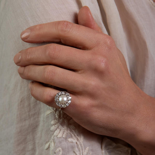 Antique Diamond Pearl Cluster Ring Antique Diamond Pearl Cluster Ring