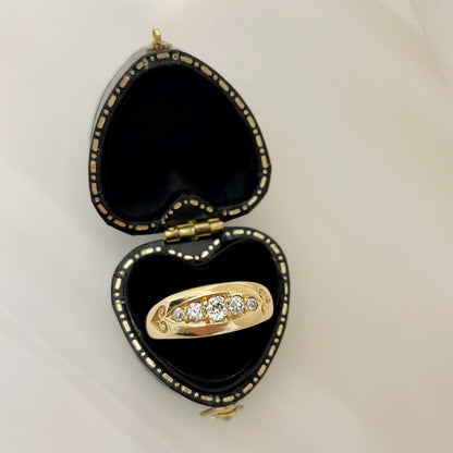 Antique Hallmarked Diamond Gypsy 5-stone Ring